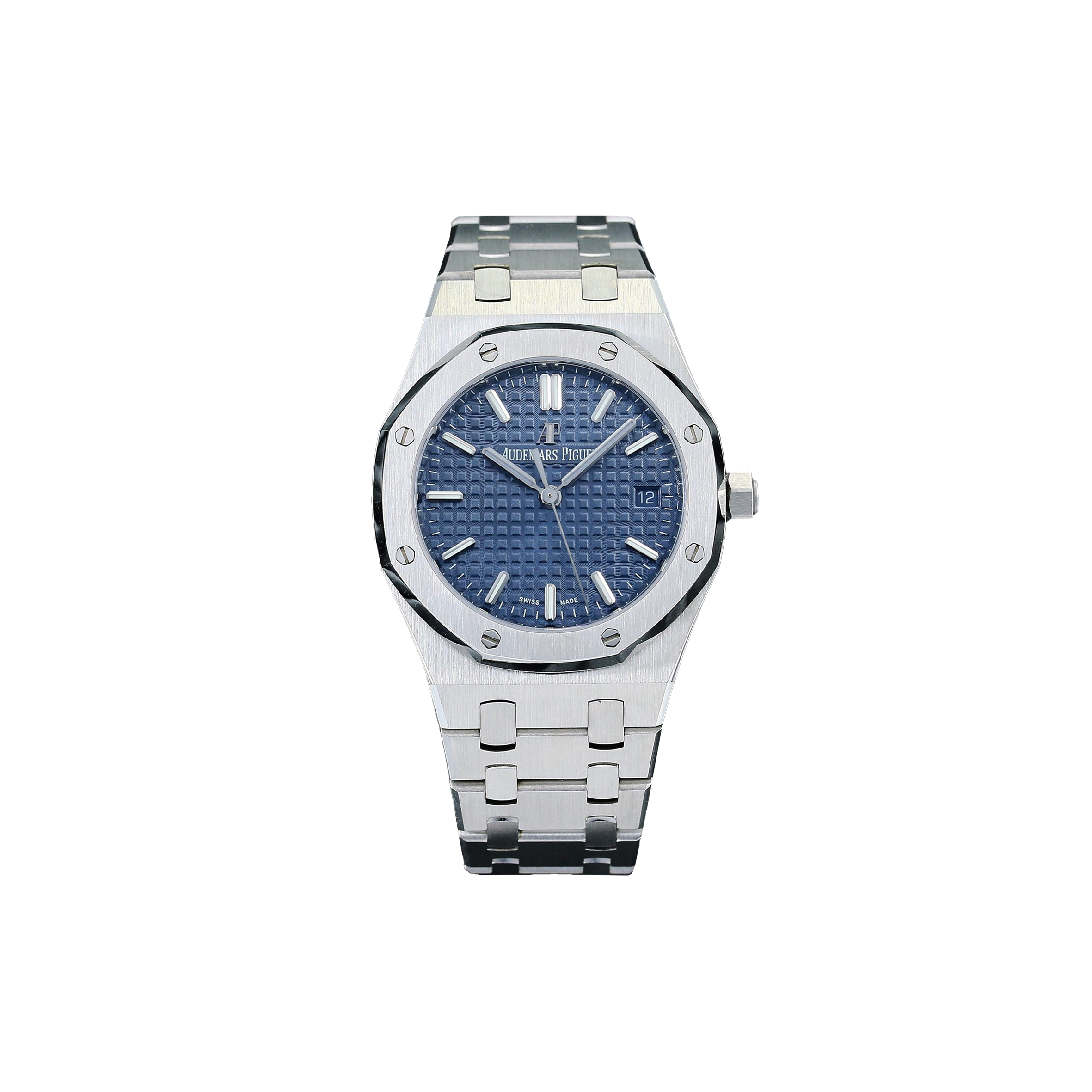audemars P*g*et royal oak selfwinding steel blue dial 34mm watch 77350st